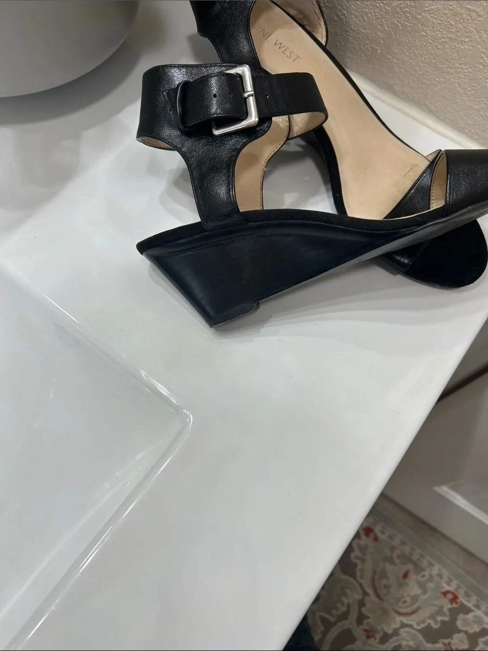 Black Women's Open-Toe Block Heel Sandals